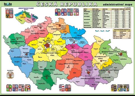Mapa České republiky s vyznačenými regiony