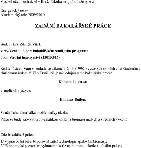 Proces odevzdání bakalářské práce