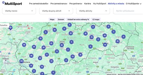 Mapa sportovišť s kartou MultiSport