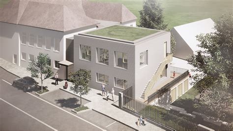 Architektonická vizualizace nové budovy školy v Čelákovicích