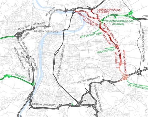 Mapa plánovaného tramvajového okruhu v Praze