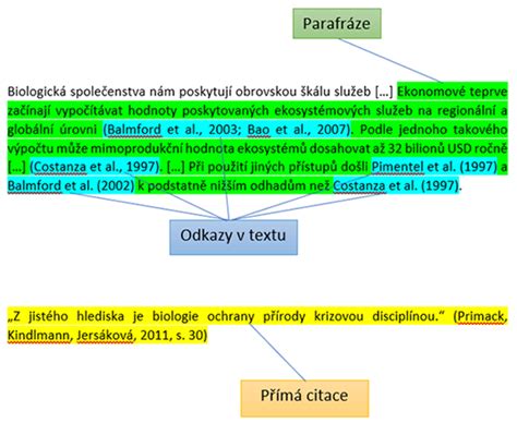 Příklad správného citování v textu a v seznamu literatury