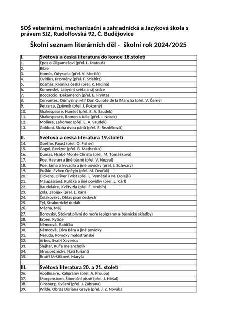Seznam literárních děl k maturitě