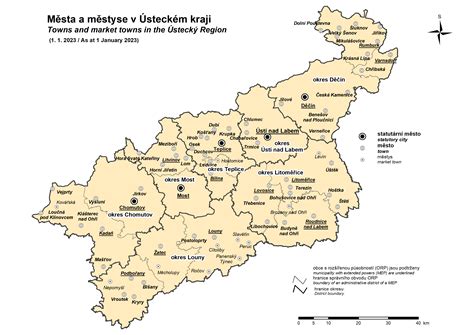 Mapa Ústeckého kraje s vyznačenými sociálně vyloučenými lokalitami