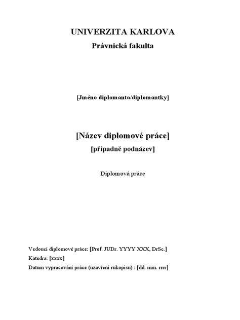 Šablona titulní strany diplomové práce