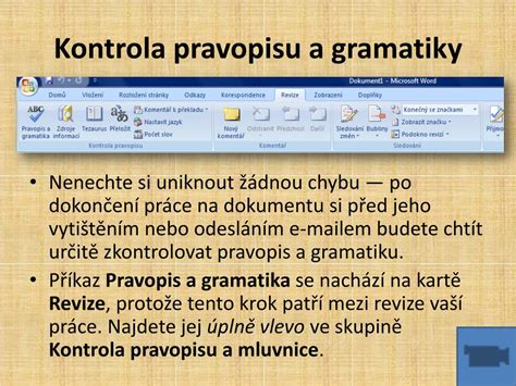 Kontrola pravopisu a gramatiky