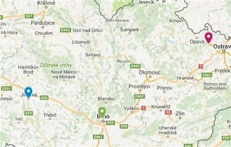 Mapa s vyznačenými místy veletrhů