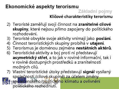 Infografika znázorňující klíčové charakteristiky terorismu