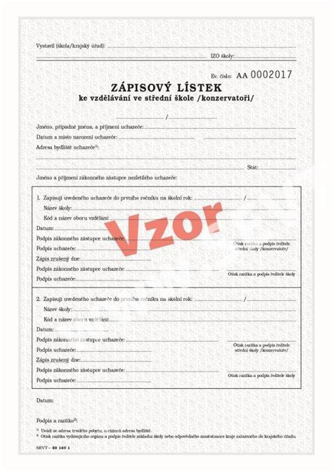 Vzor zápisového lístku