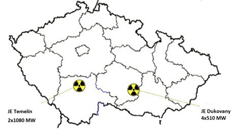 Mapa Jaderné elektrárny Temelín
