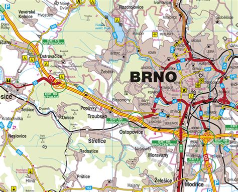 mapa VUT Brno s vyznačenými menzami