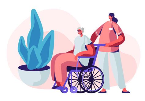 Ilustrace sociální pracovnice pomáhající občanovi