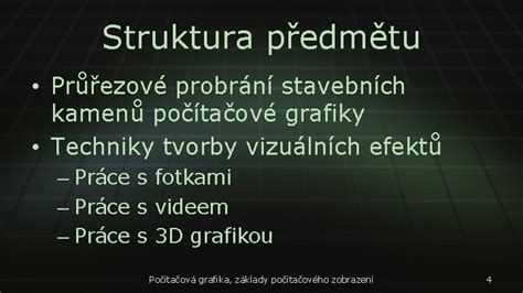 Struktura předmětu Typografie a publikování