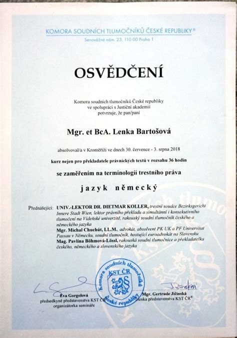 Osvědčení o absolvování kurzu