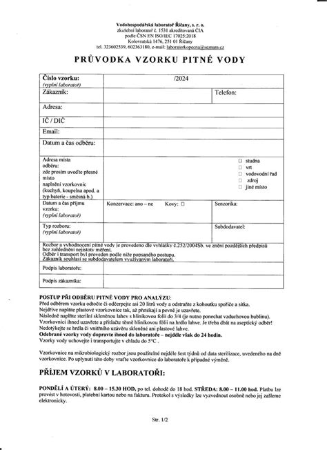 Proces odběru vzorku vody