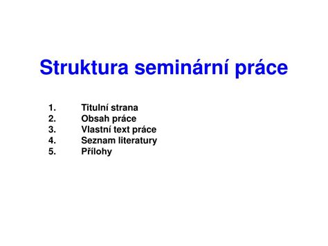 Struktura titulní strany seminární práce