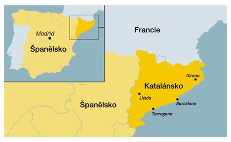 Mapa Katalánska s vyznačenými turistickými atrakcemi