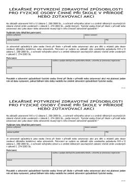 Lékařské potvrzení o zdravotní způsobilosti