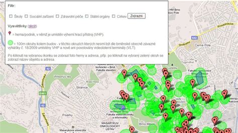 Mapa s vyznačenými univerzitami nabízejícími různé bakalářské programy