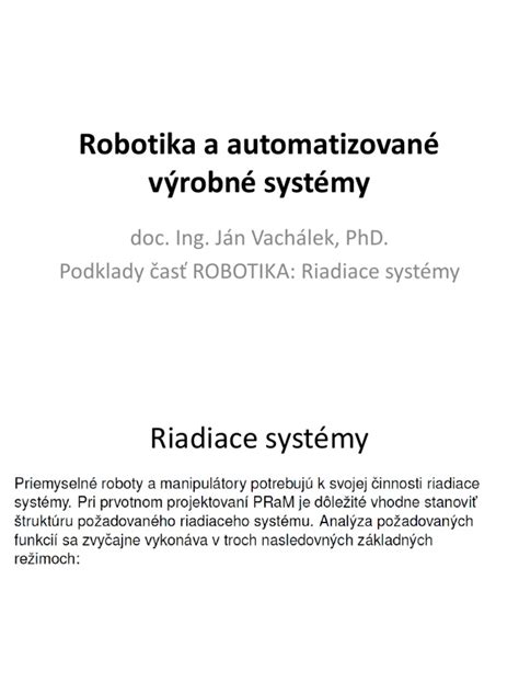 Automatizační systémy a robotika