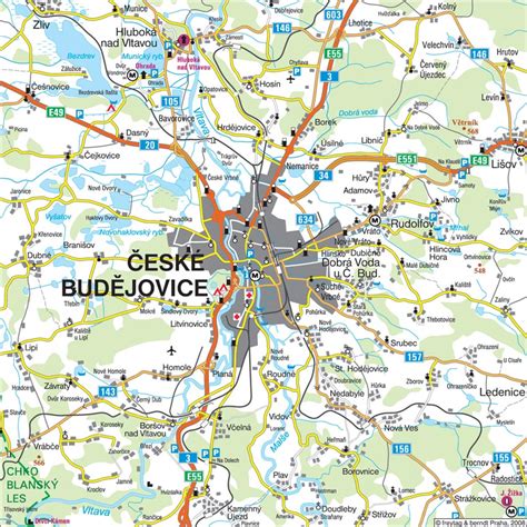 Mapa Českých Budějovic a okolí