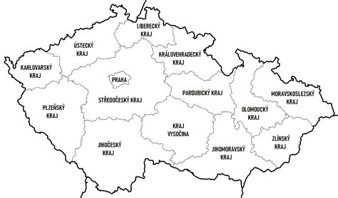 Mapa České republiky s vyznačenými oblastmi pro toponymická studia