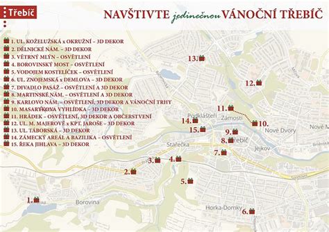 Mapa Třebíče s vyznačením lokality ambulance