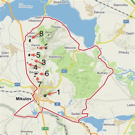 Mapa regionu Mikulovsko