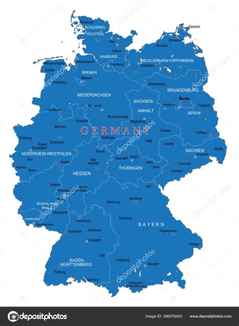 Mapa Německa s vyznačenými univerzitními městy