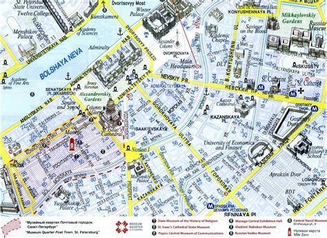 Mapa Petrohradu s vyznačením míst spojených s románem