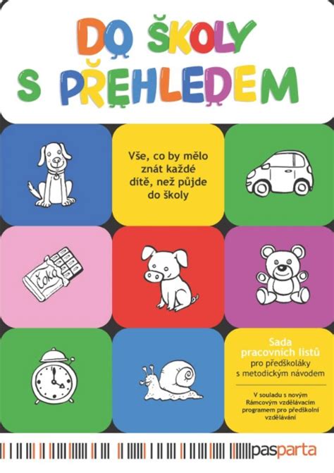 Koláž různých typů pracovních listů pro předškoláky