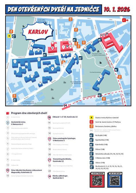 Mapa areálu Přírodovědecké fakulty Univerzity Karlovy