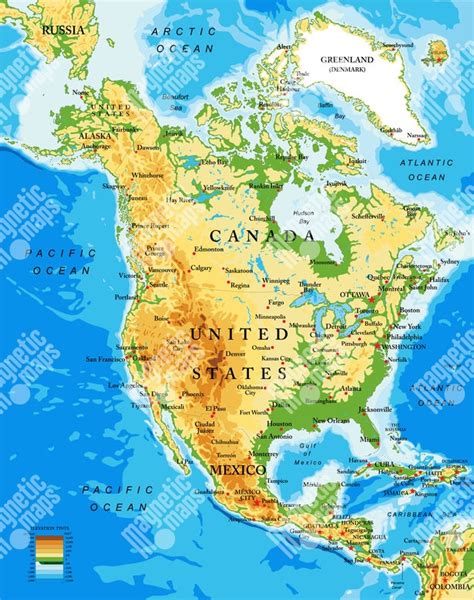 Mapa Severní Ameriky s vyznačením Kanady