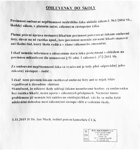 Ilustrace omluvenky do školy