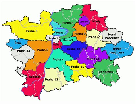 Mapa Prahy s vyznačením lokality školy